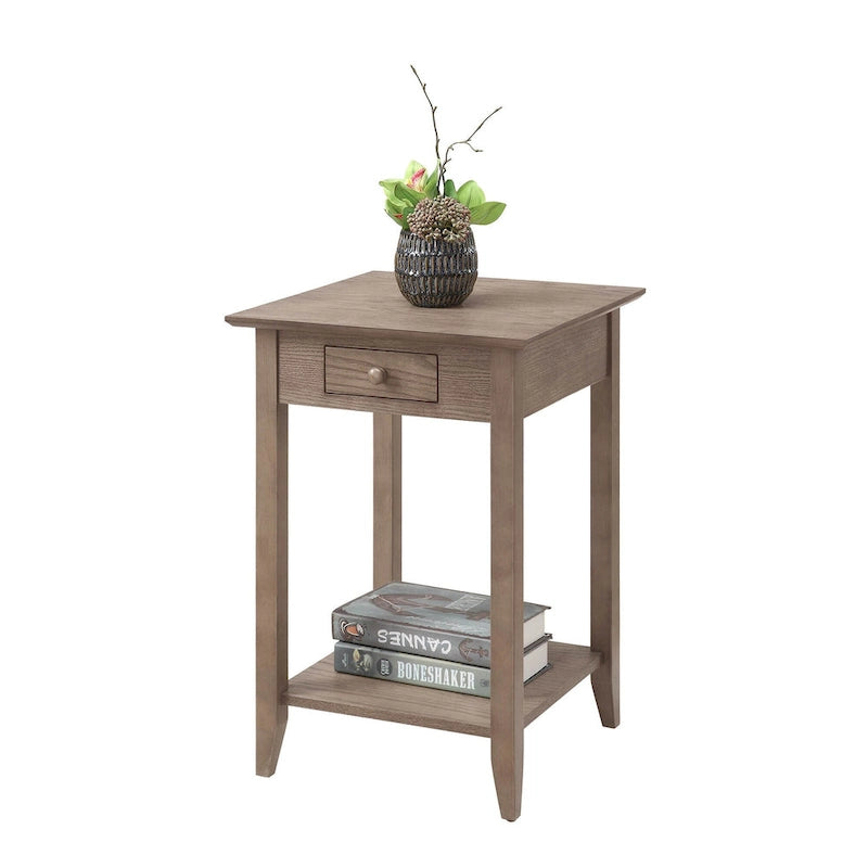Tavolino con un cassetto e ripiano inferiore | Nero / Espresso / Ciliegio / Grigio / Legno invecchiato / Bianco | Per 1