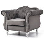Poltrona accent tufted con braccioli svasati in velluto blu navy / bordeaux / verde / grigio scuro, monoposto – 99 cm L x 89 cm P x 86 cm A