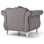 Poltrona accent tufted con braccioli svasati in velluto blu navy / bordeaux / verde / grigio scuro, monoposto – 99 cm L x 89 cm P x 86 cm A