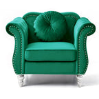 Poltrona accent tufted con braccioli svasati in velluto blu navy / bordeaux / verde / grigio scuro, monoposto – 99 cm L x 89 cm P x 86 cm A