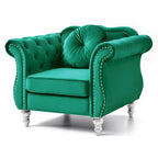 Poltrona accent tufted con braccioli svasati in velluto blu navy / bordeaux / verde / grigio scuro, monoposto – 99 cm L x 89 cm P x 86 cm A