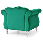 Poltrona accent tufted con braccioli svasati in velluto blu navy / bordeaux / verde / grigio scuro, monoposto – 99 cm L x 89 cm P x 86 cm A