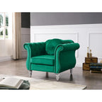 Poltrona accent tufted con braccioli svasati in velluto blu navy / bordeaux / verde / grigio scuro, monoposto – 99 cm L x 89 cm P x 86 cm A