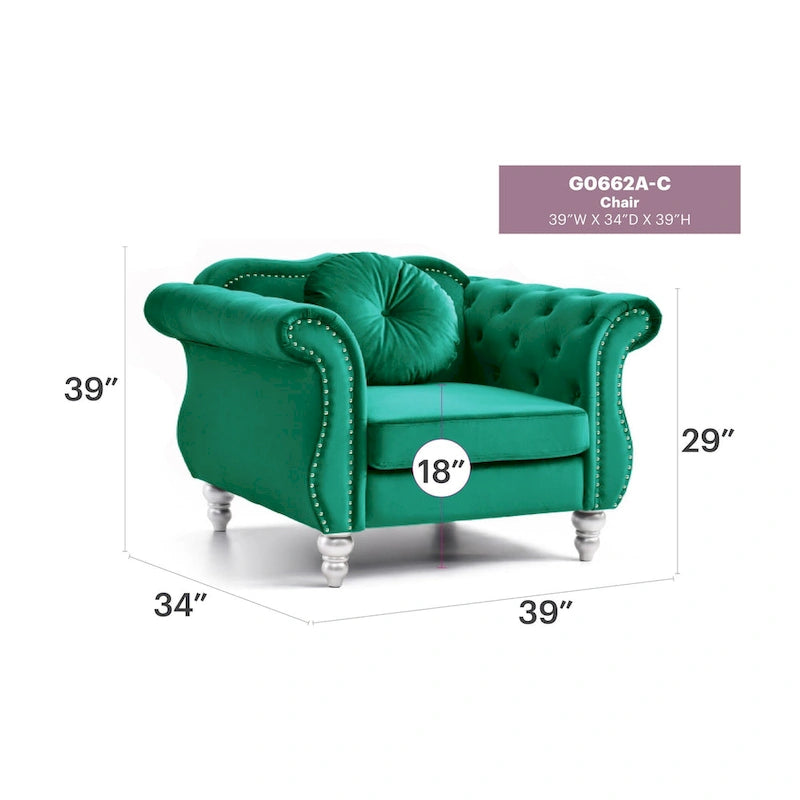 Poltrona accent tufted con braccioli svasati in velluto blu navy / bordeaux / verde / grigio scuro, monoposto – 99 cm L x 89 cm P x 86 cm A