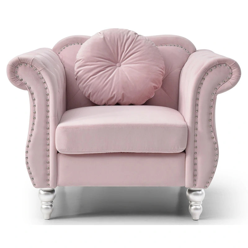 Poltrona accent tufted con braccioli svasati in velluto blu navy / bordeaux / verde / grigio scuro, monoposto – 99 cm L x 89 cm P x 86 cm A