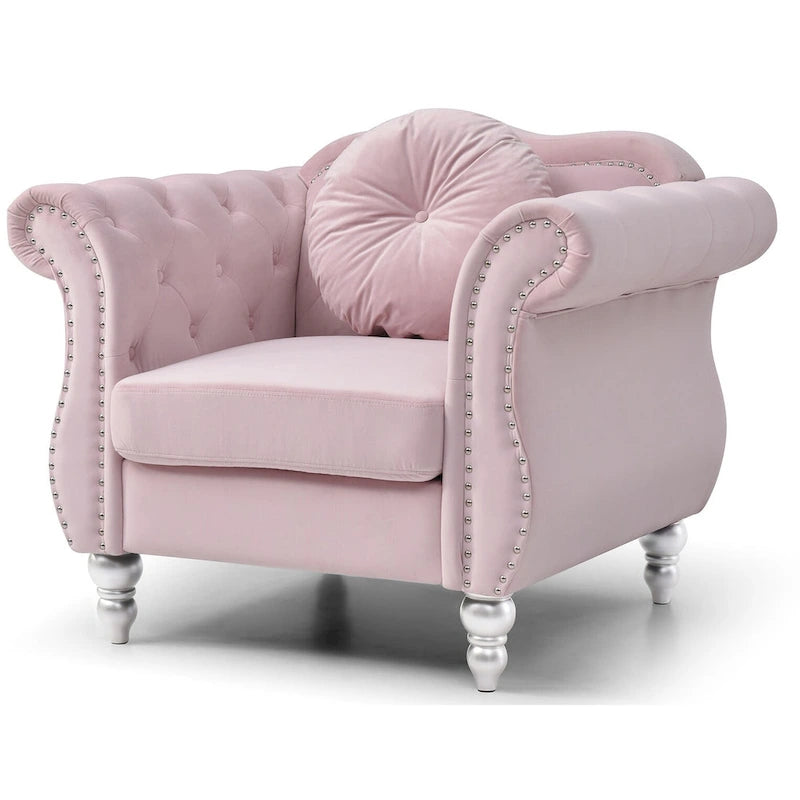 Poltrona accent tufted con braccioli svasati in velluto blu navy / bordeaux / verde / grigio scuro, monoposto – 99 cm L x 89 cm P x 86 cm A