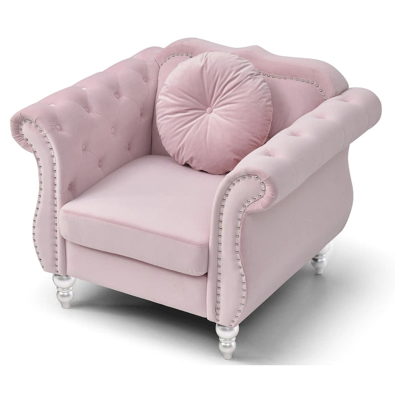 Poltrona accent tufted con braccioli svasati in velluto blu navy / bordeaux / verde / grigio scuro, monoposto – 99 cm L x 89 cm P x 86 cm A