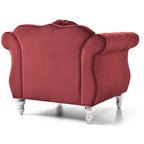 Poltrona accent tufted con braccioli svasati in velluto blu navy / bordeaux / verde / grigio scuro, monoposto – 99 cm L x 89 cm P x 86 cm A