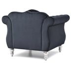 Poltrona accent tufted con braccioli svasati in velluto blu navy / bordeaux / verde / grigio scuro, monoposto – 99 cm L x 89 cm P x 86 cm A