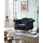 Poltrona accent tufted con braccioli svasati in velluto blu navy / bordeaux / verde / grigio scuro, monoposto – 99 cm L x 89 cm P x 86 cm A