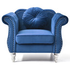 Poltrona accent tufted con braccioli svasati in velluto blu navy / bordeaux / verde / grigio scuro, monoposto – 99 cm L x 89 cm P x 86 cm A