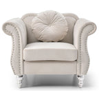 Poltrona accent tufted con braccioli svasati in velluto blu navy / bordeaux / verde / grigio scuro, monoposto – 99 cm L x 89 cm P x 86 cm A