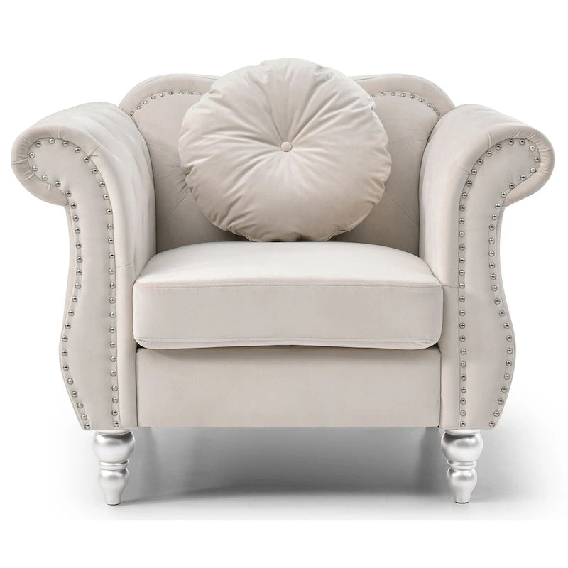 Poltrona accent tufted con braccioli svasati in velluto blu navy / bordeaux / verde / grigio scuro, monoposto – 99 cm L x 89 cm P x 86 cm A