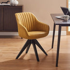 Poltrona girevole in tessuto beige con gambe in legno, singola