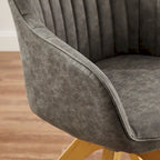 Poltrona girevole in tessuto beige con gambe in legno, singola