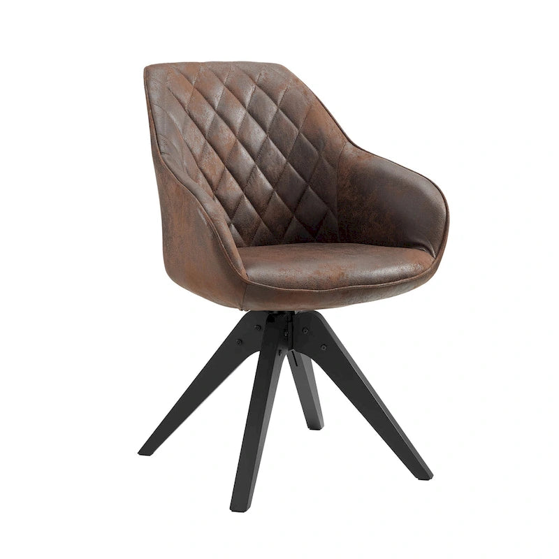Poltrona girevole in tessuto beige con gambe in legno, singola