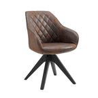 Poltrona girevole in tessuto beige con gambe in legno, singola