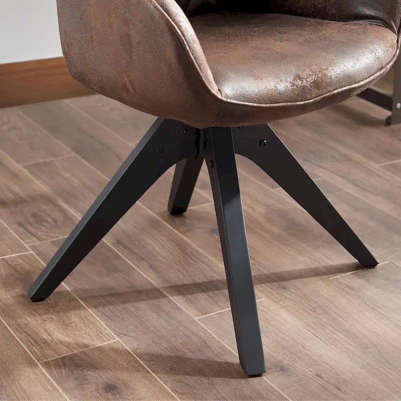 Poltrona girevole in tessuto beige con gambe in legno, singola