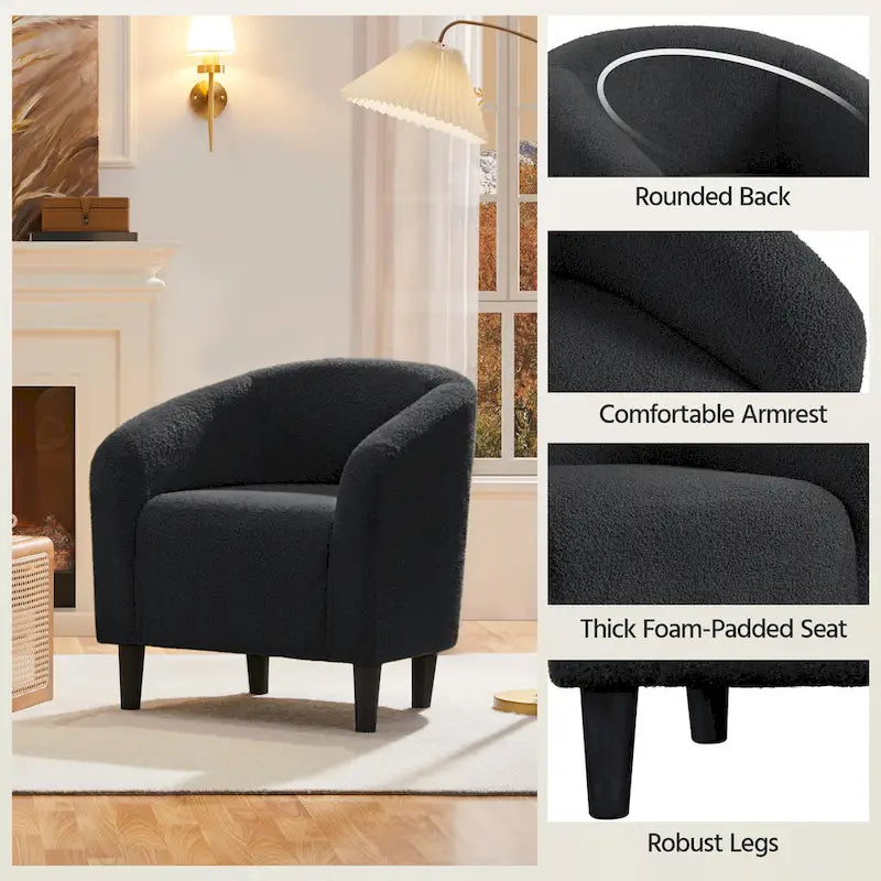 Avorio / Bouclé / Poltrona a botte monoposto