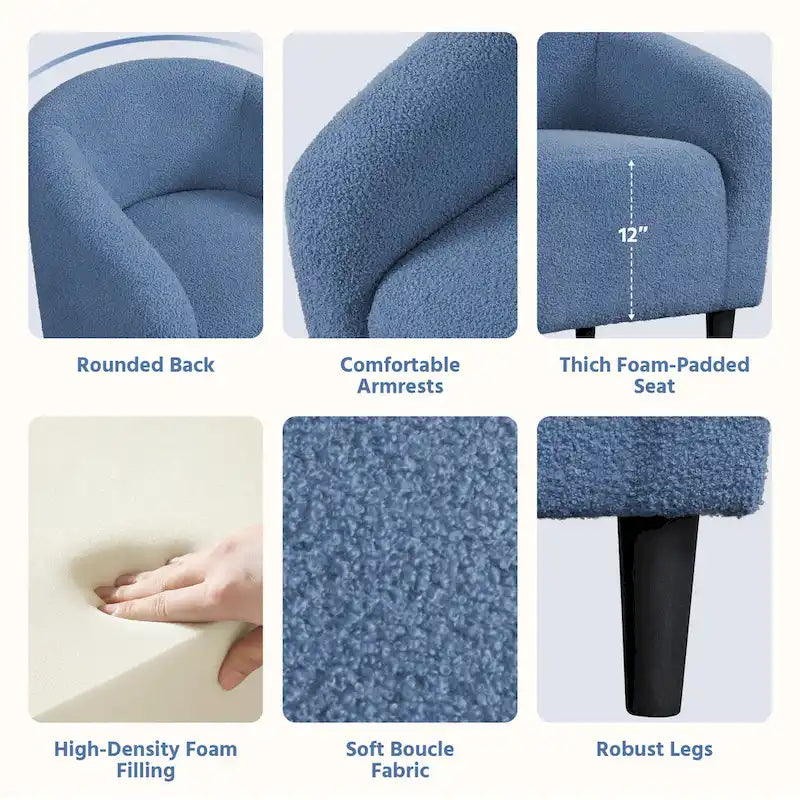 Avorio / Bouclé / Poltrona a botte monoposto