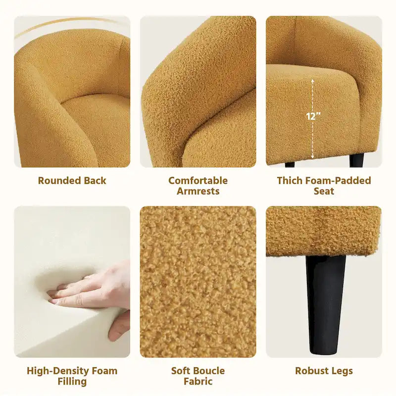 Avorio / Bouclé / Poltrona a botte monoposto