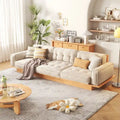 JASIWAY Corduroy Beige Sofa With Wood Frame