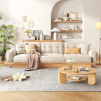 Divano in Velluto a Coste Beige con Struttura in Legno – 1/2/3/4 Posti