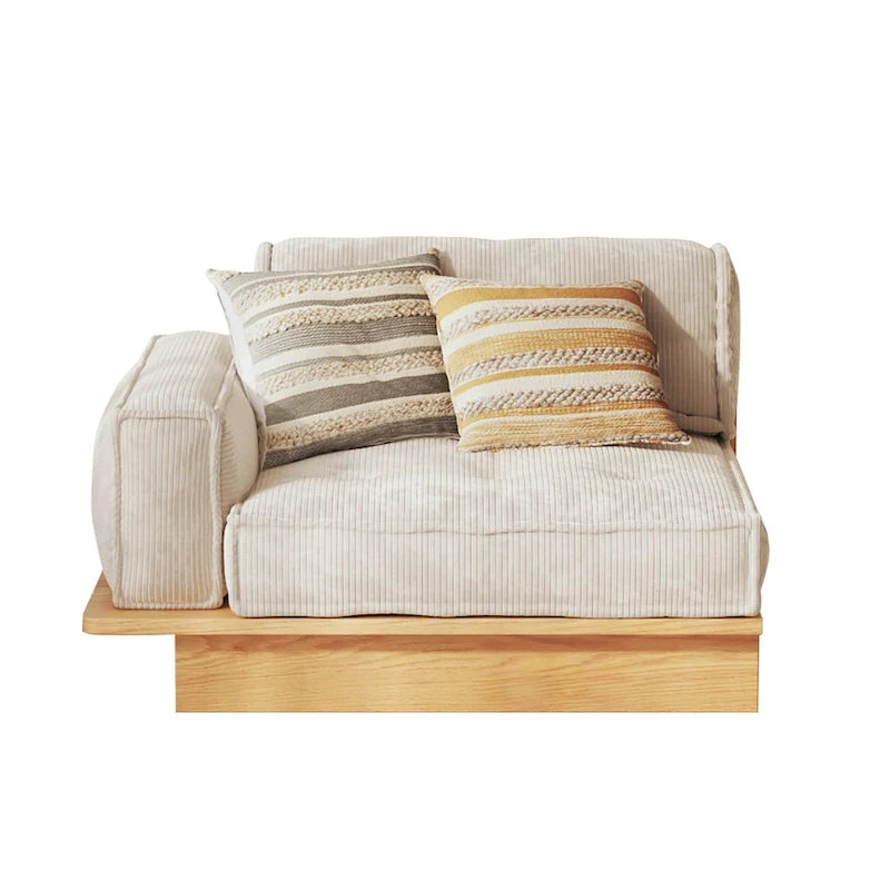 Divano in Velluto a Coste Beige con Struttura in Legno – 1/2/3/4 Posti