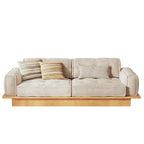 Divano in Velluto a Coste Beige con Struttura in Legno – 1/2/3/4 Posti