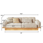 Divano in Velluto a Coste Beige con Struttura in Legno – 1/2/3/4 Posti