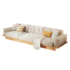 Divano in Velluto a Coste Beige con Struttura in Legno – 1/2/3/4 Posti