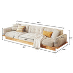 Divano in Velluto a Coste Beige con Struttura in Legno – 1/2/3/4 Posti
