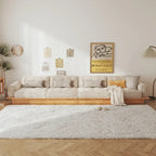 Divano in Velluto a Coste Beige con Struttura in Legno – 1/2/3/4 Posti