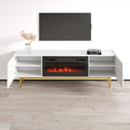 Mobile TV per camino elettrico bianco e nero – Adatto a TV fino a 80", 1 persona