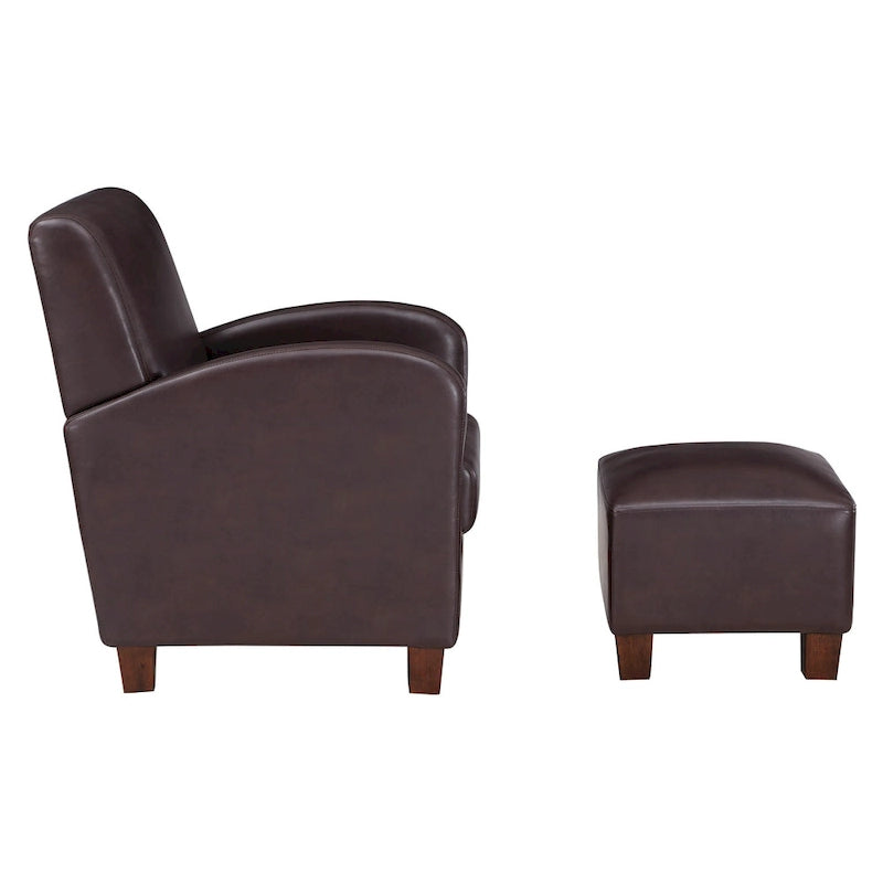 Set poltrona e pouf club a spina di pesce, 2 posti