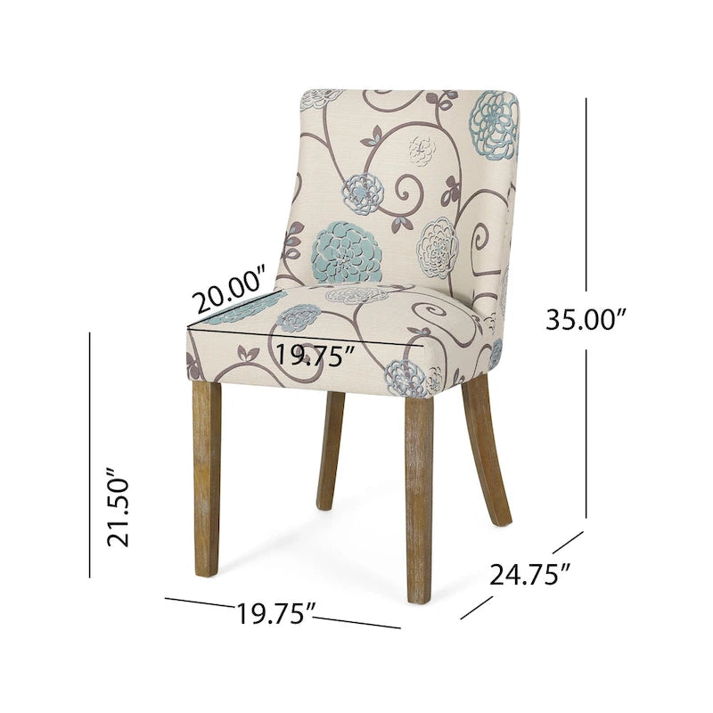 Sedia da pranzo imbottita in tessuto con borchie e gambe in legno, set da 6, vari colori
