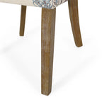 Sedia da pranzo imbottita in tessuto con borchie e gambe in legno, set da 6, vari colori