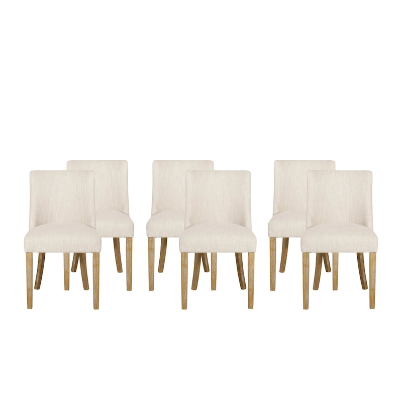 Sedia da pranzo imbottita in tessuto con borchie e gambe in legno, set da 6, vari colori