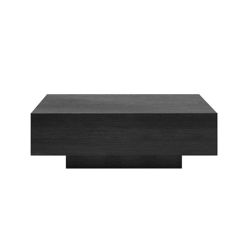 Tavolino da caffè in impiallacciatura di legno marrone/nero con 2 cassetti, 2 dimensioni, montaggio da 1 persona