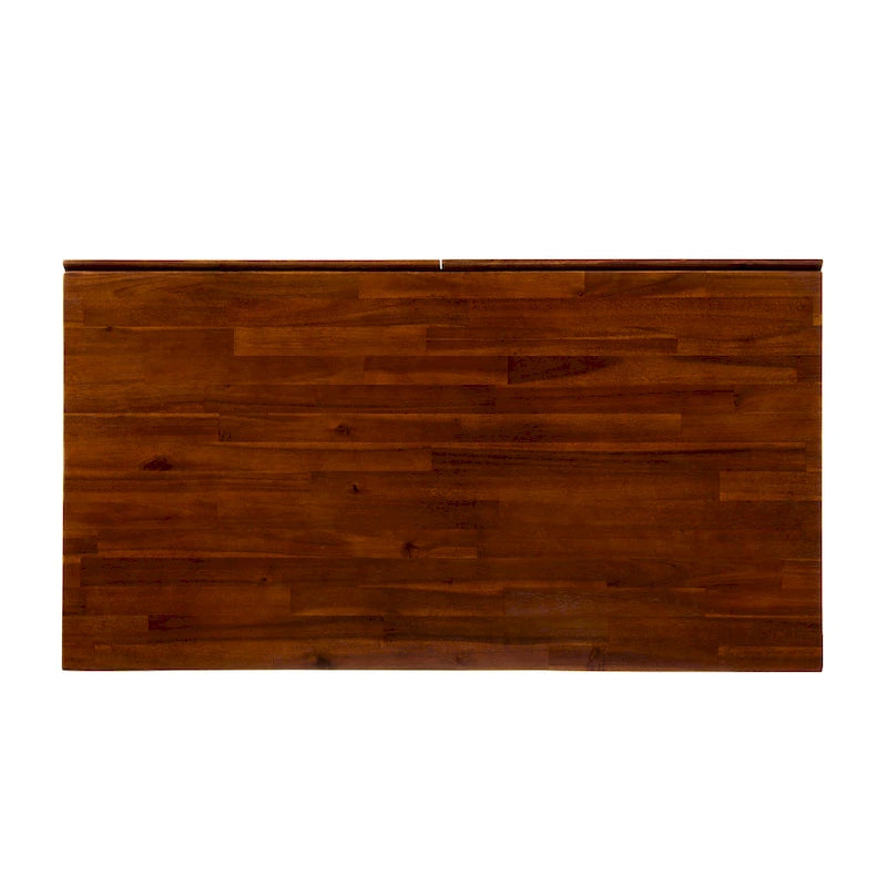 Scrivania contenitore in legno di acacia, rovere scuro industriale, singola