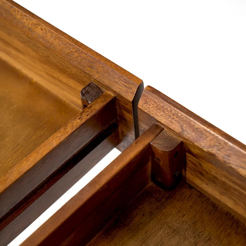 Scrivania contenitore in legno di acacia, rovere scuro industriale, singola