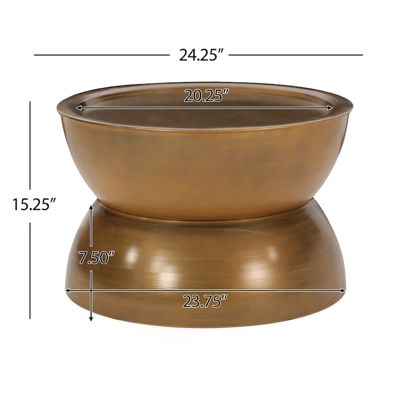 Tavolino Iron a clessidra – Argento antico spazzolato / Bronzo / Oro