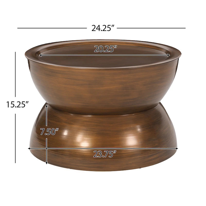 Tavolino Iron a clessidra – Argento antico spazzolato / Bronzo / Oro