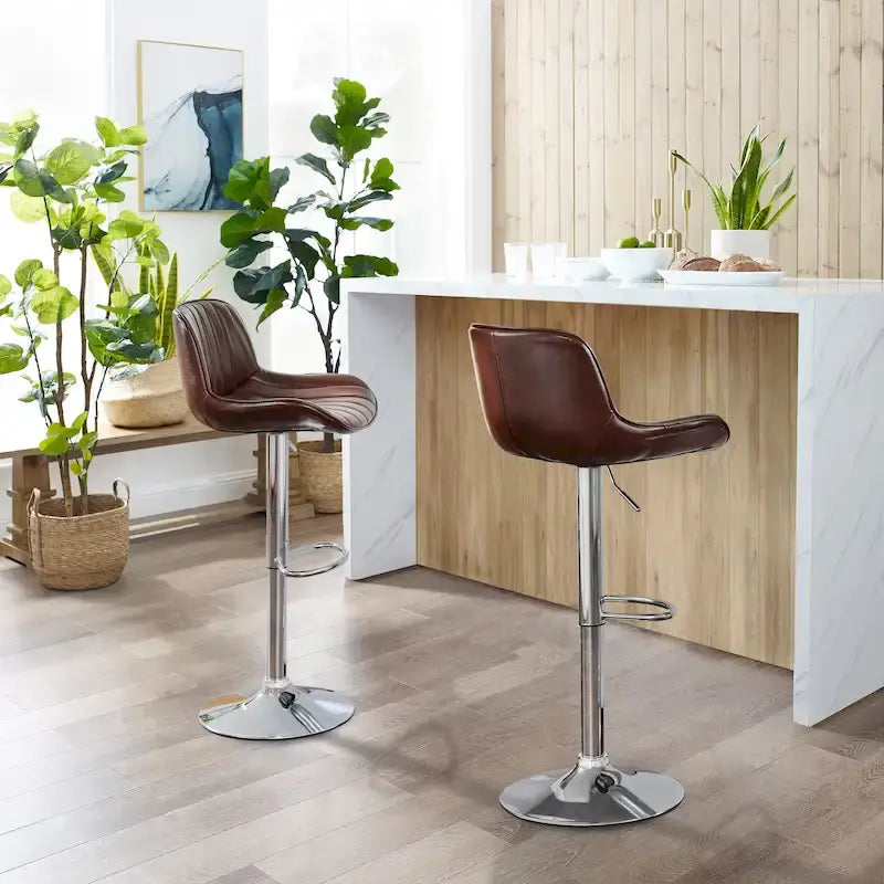 Sgabelli da Bar Girevoli in Similpelle, Set da 2, Opzioni Multicolore, Altezza Regolabile