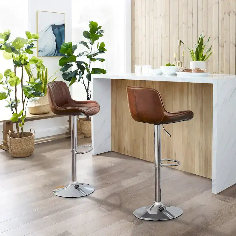 Sgabelli da Bar Girevoli in Similpelle, Set da 2, Opzioni Multicolore, Altezza Regolabile