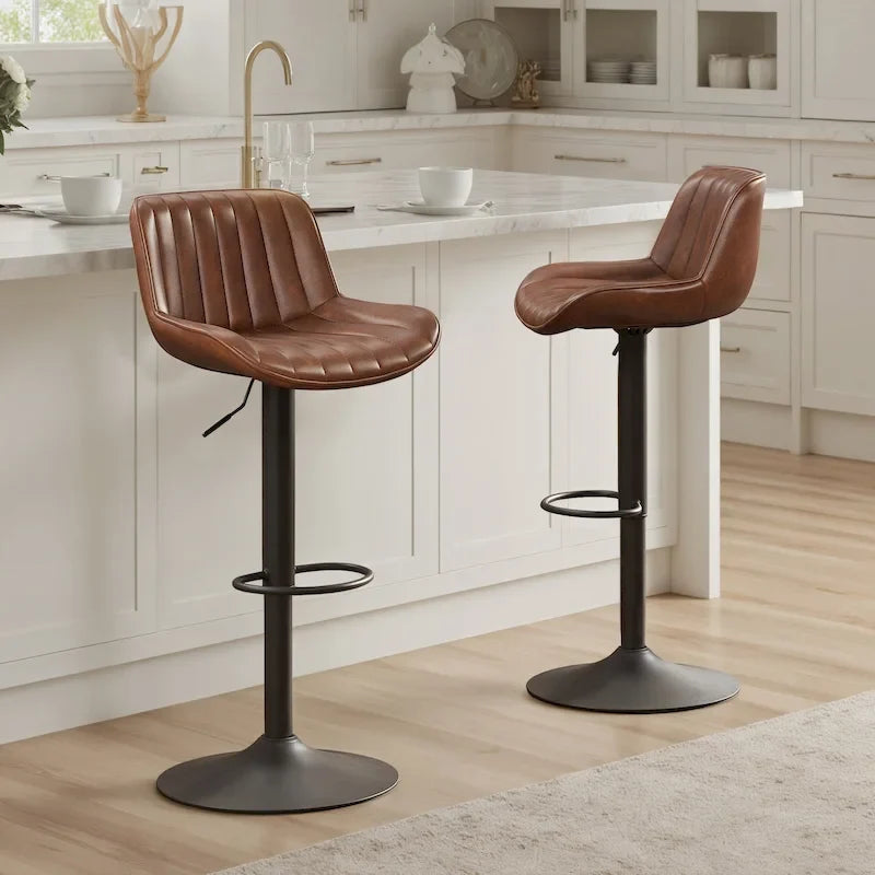 Sgabelli da Bar Girevoli in Similpelle, Set da 2, Opzioni Multicolore, Altezza Regolabile