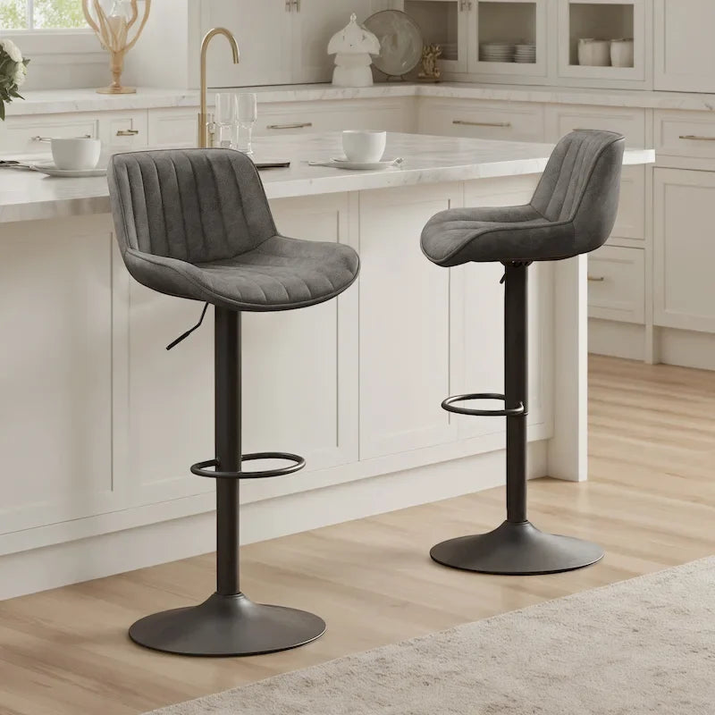 Sgabelli da Bar Girevoli in Similpelle, Set da 2, Opzioni Multicolore, Altezza Regolabile