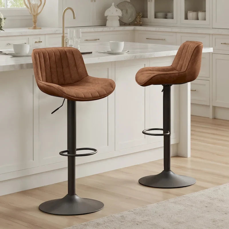 Sgabelli da Bar Girevoli in Similpelle, Set da 2, Opzioni Multicolore, Altezza Regolabile