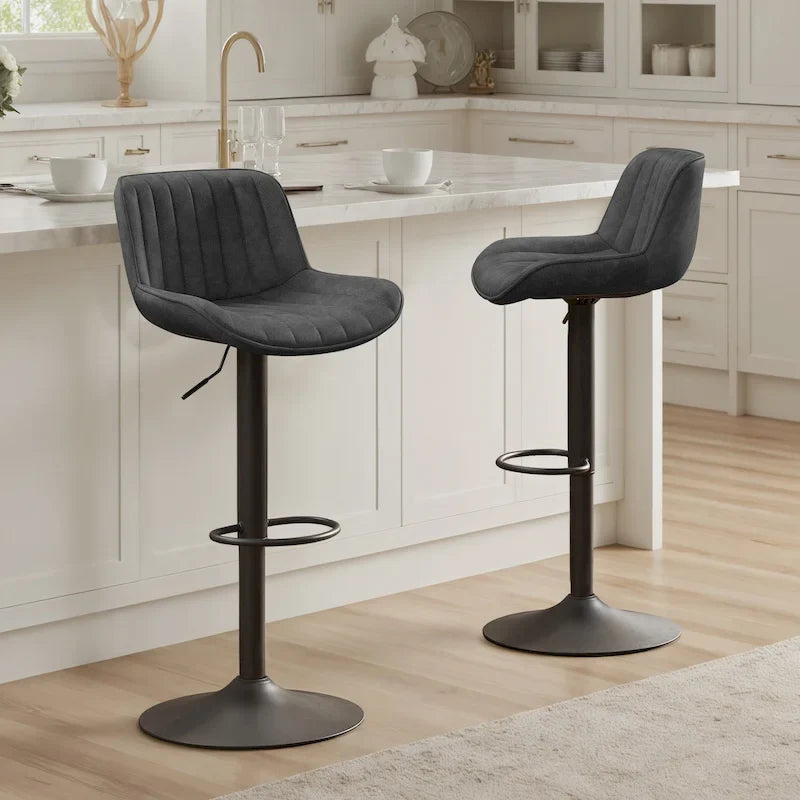 Sgabelli da Bar Girevoli in Similpelle, Set da 2, Opzioni Multicolore, Altezza Regolabile