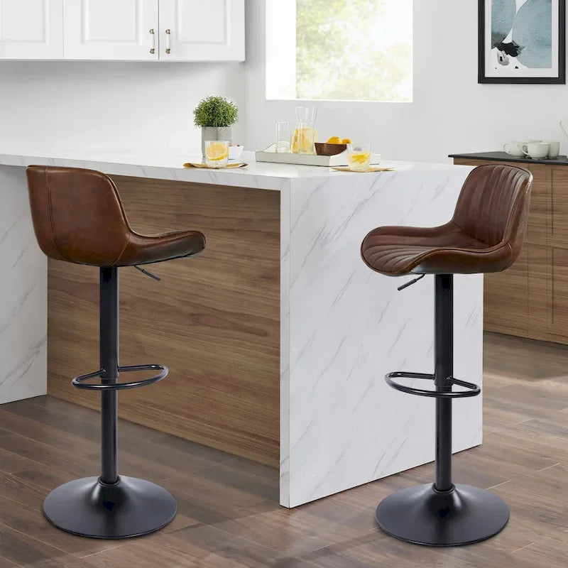 Sgabelli da Bar Girevoli in Similpelle, Set da 2, Opzioni Multicolore, Altezza Regolabile
